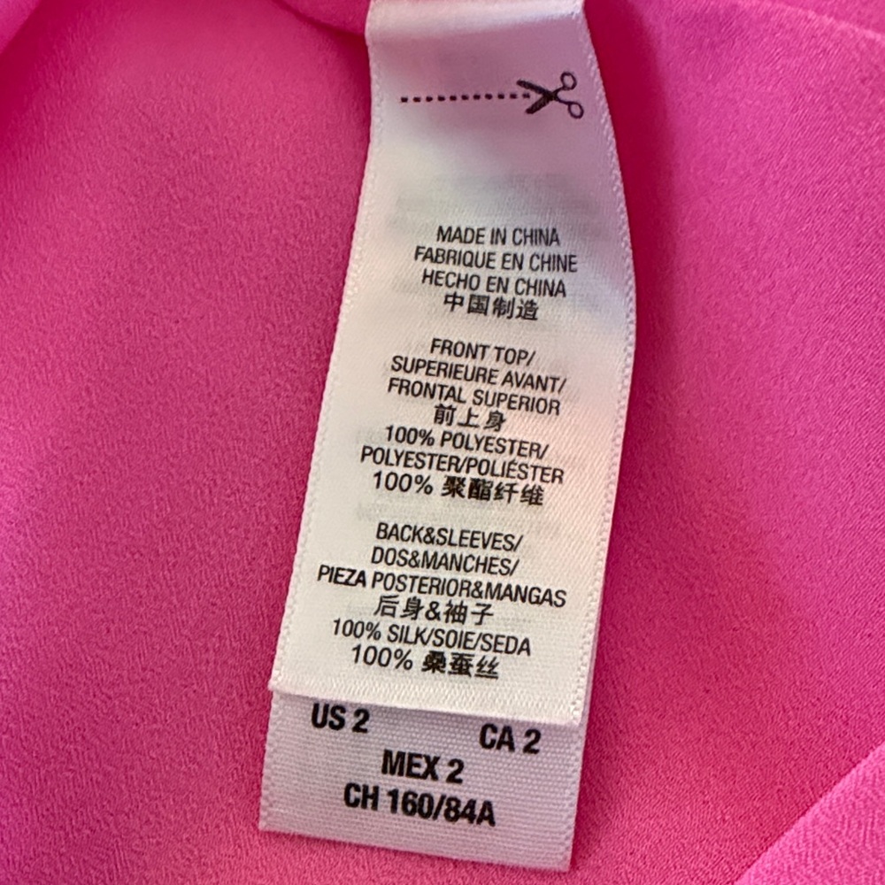 Juicy Couture Pink and Red Pleated Short-Sleeve Silk Blend Dress 2 - Picture 6 of 6